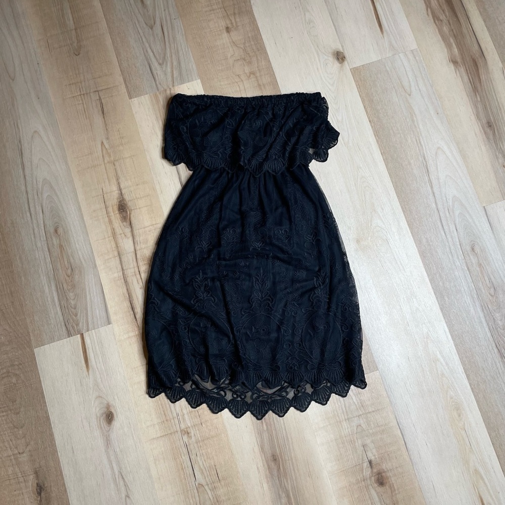 Black Strapless Lace Dress Express